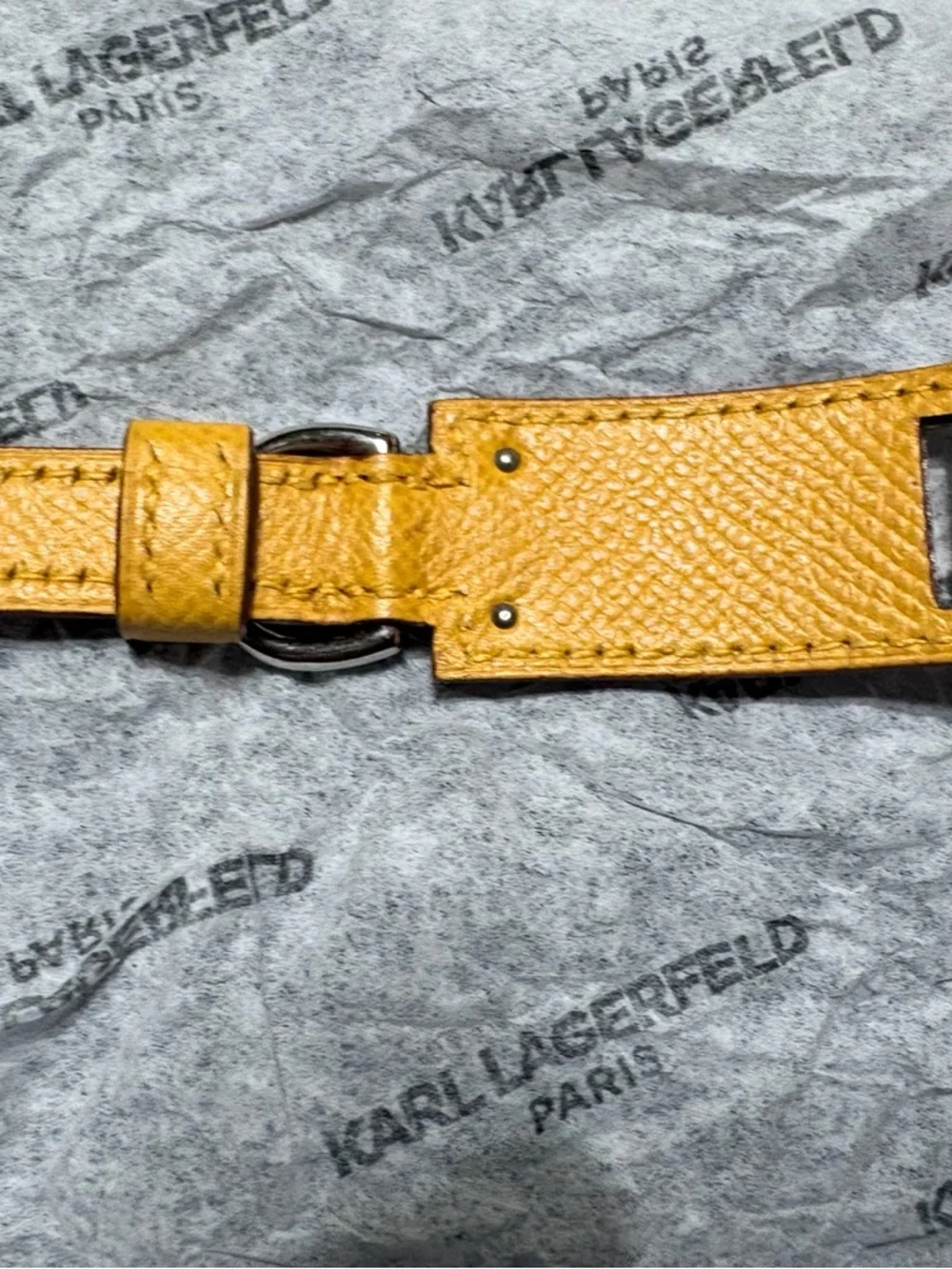 Hermès Yellow Epsom Leather Dog Collar Bracelet PM Palladium Engraved “Toro” COA - Picture 7 of 9